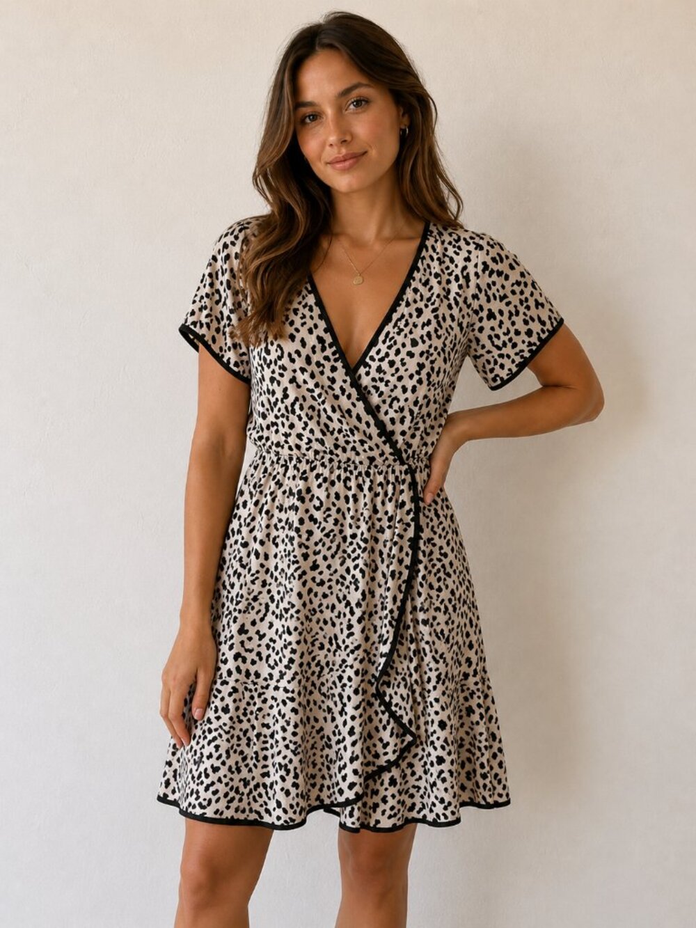 Slate & Willow Leopard Print Wrap Dress – Size Small